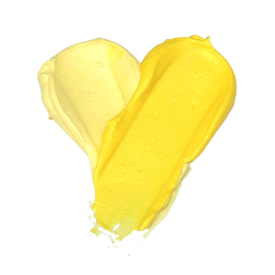 Duas amostras de pasta cremosa, uma amarelo claro e outra amarelo vivo