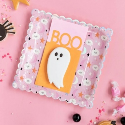 Prato decorativo quadrado com cartão 