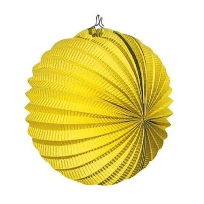 Lanterna de papel esférica amarelo com padrão ondulado