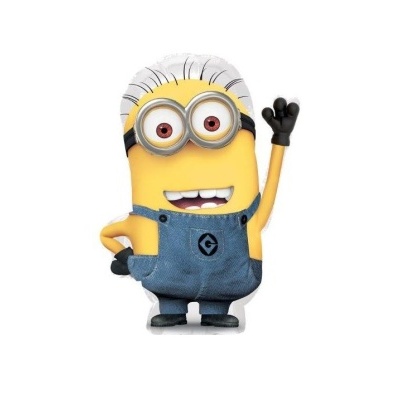 Figura decorativa de Minion amarelo com macacão azul e cabelo branco