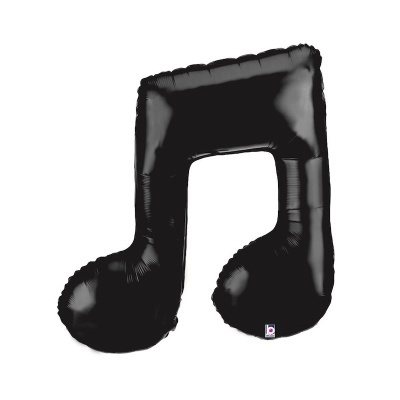 Balão metálico preto em forma de nota musical