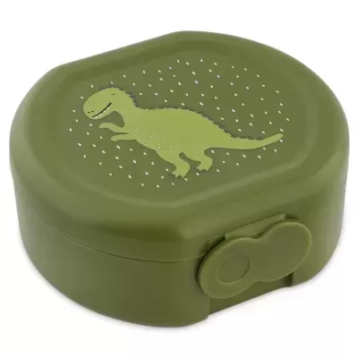Estojo verde com desenho de dinossauro e fecho lateral