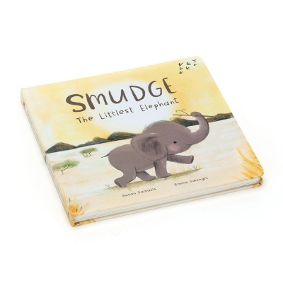 Livro infantil Smudge com elefante cinzento na capa amarela