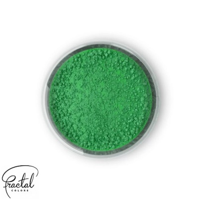 Pó pigmento verde em recipiente redondo com logotipo Fractal Colors