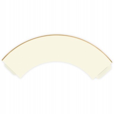 Suporte branco em meia-lua com bordas castanhas sobre fundo branco