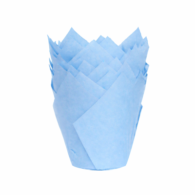 Cápsula para muffins ou cupcakes azul claro tipo tulipa
