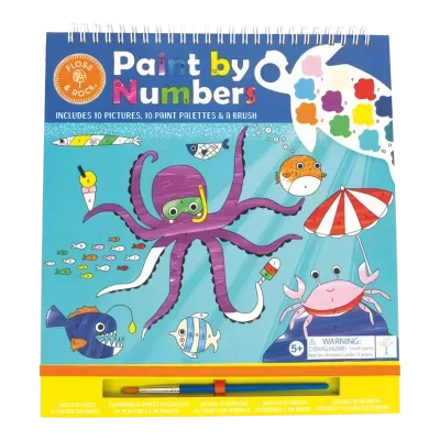 Livro de colorir Paint by Numbers com tema marinho e palete de tintas numerada