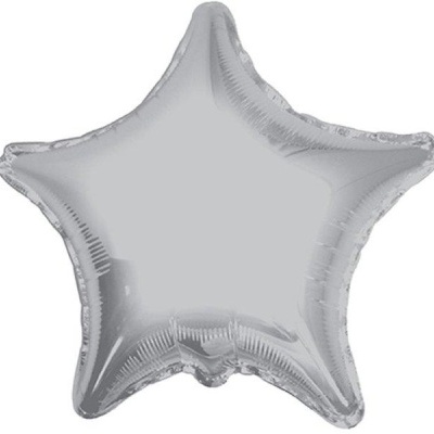 Balão estrela prata metálico com textura brilhante