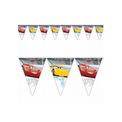 Bandeirola triangular com carros vermelhos e amarelo do filme 'Cars'