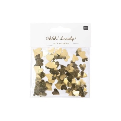 Pacote de confetes dourados em forma de corações para decoração