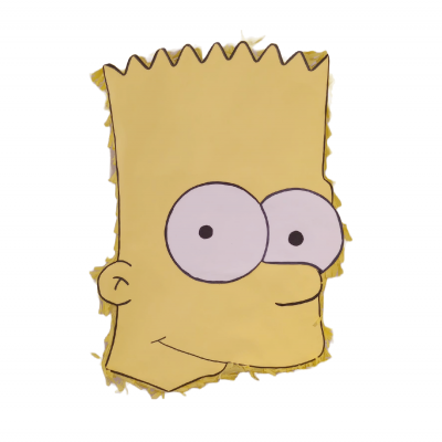 Pião Bart Simpson amarelo e preto sobre fundo branco