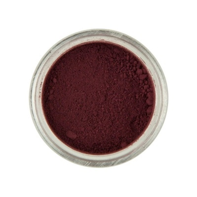 Recipiente de plástico com pó vermelho escuro