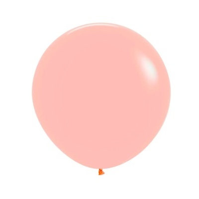 Balão redondo cor-de-rosa com nó laranja em fundo branco