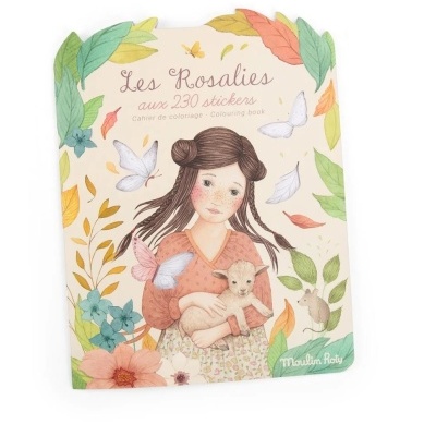 Livro de colorir Les Rosalies com ilustração de rapariga e cordeiro