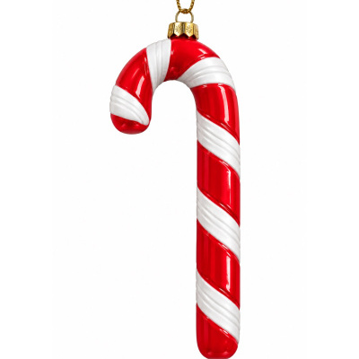 Pendente de Natal em forma de bengala doce vermelha e branca