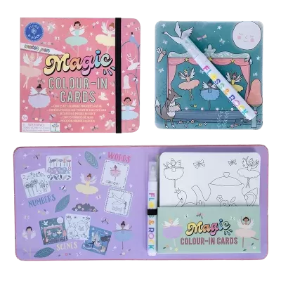 Conjunto de cartões para colorir Magic com tema de bailarinas e caneta de água
