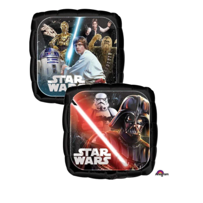 Balões quadrados de alumínio decorados com imagens Star Wars