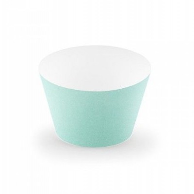 Copo de papel azul claro com interior branco em fundo branco