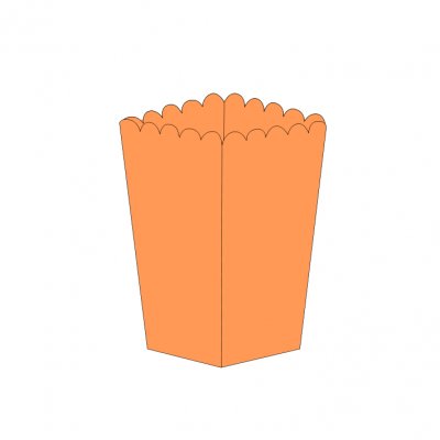 Caixa de papel laranja para pipocas com bordos ondulados