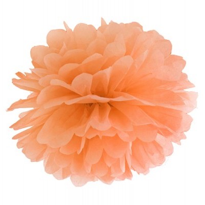 Pompom decorativo de papel cor de salmão com textura volumosa