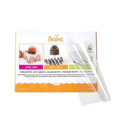 Pacote de folhas em PVC transparentes para preparação alimentar da marca Decora