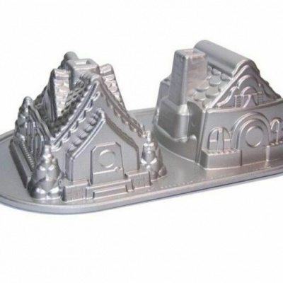 Forma metálica decorativa para bolos com dois moldes em formato de casas