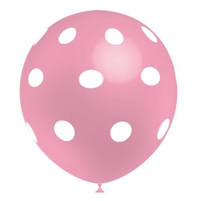 Balão rosa com pintas brancas