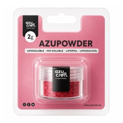 Pó vermelho lipossolúvel em embalagem rosa da marca azu cren.