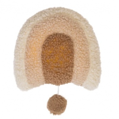 Decoração de arco-íris felpudo em bege, creme e castanho com pendente redondo castanho