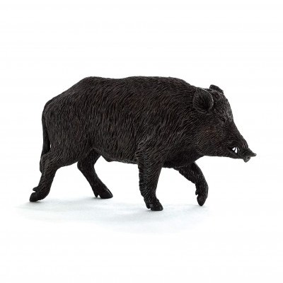 Figura de javali preta texturizada em fundo branco