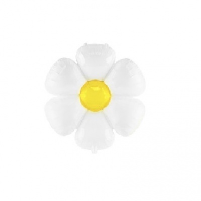 Flutuador insuflável em forma de flor branco com centro amarelo