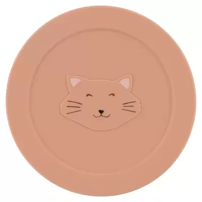 Tampa redonda de silicone rosa com rosto de gato