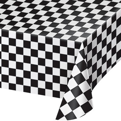 toalha de mesa xadrez preto e branco