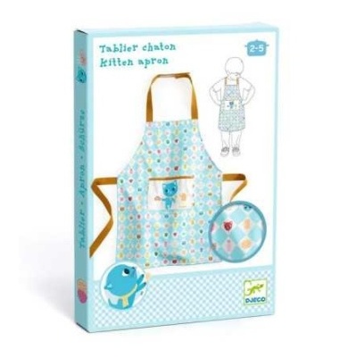 Avental de criança com padrão colorido em embalagem