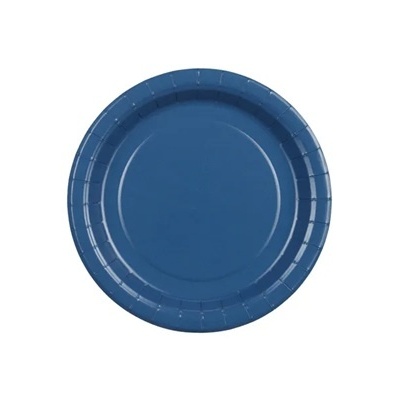Prato descartável azul redondo de papel