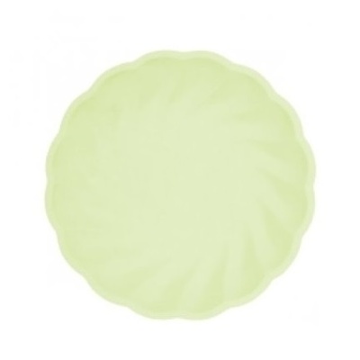 Prato redondo verde claro com borda ondulada