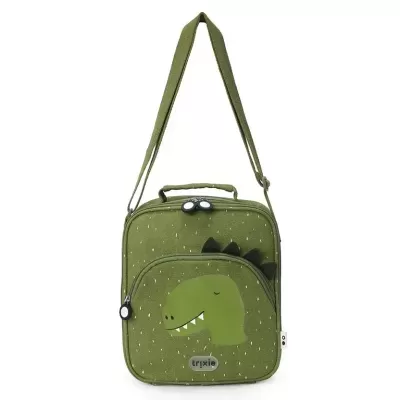 Mochila verde com estampa de dinossauro e alça ajustável