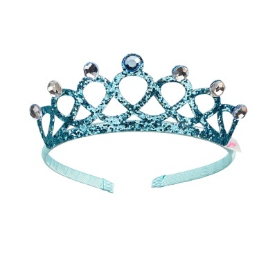 Tiara azul com glitter e pedras brilhantes