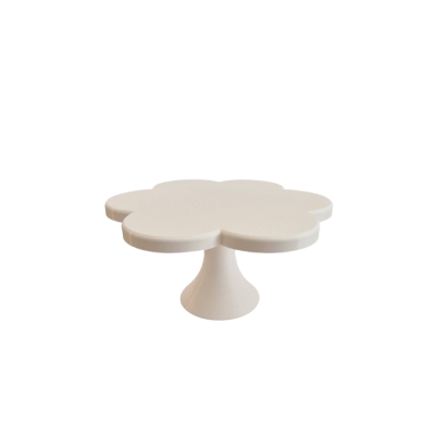 Mesa branca em forma de flor com base cónica