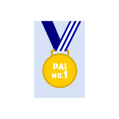 Medalha dourada com texto 'PAI NO.1' e fita azul e branca