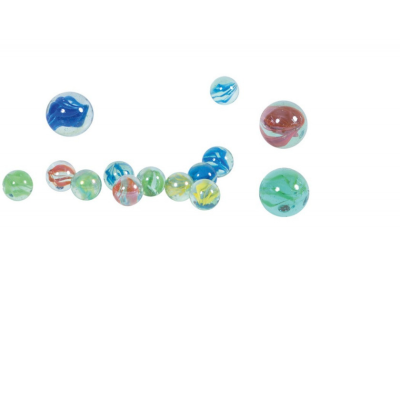 Bolas de vidro coloridas com padrões espiralados
