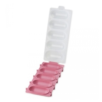 Forma de silicone rosa para doces com tampa transparente