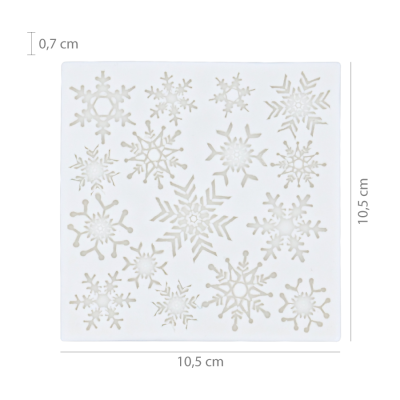 Forma silicone branca com desenhos de flocos de neve