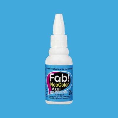 Frasco branco com corante alimentar azul Fab! NeoColor