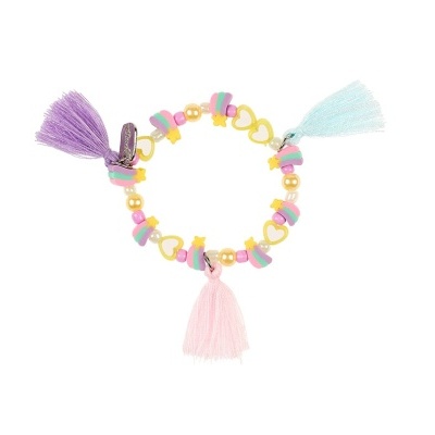 Bracelete colorida com tasséis e contas diversas