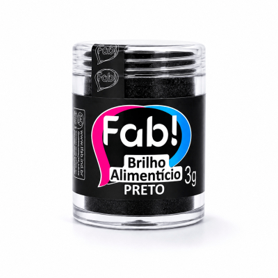 Frasco de brilho alimentício preto Fab! 3g