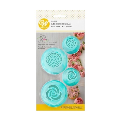 Conjunto de 4 boquilhas azuis para decoração de bolos Wilton em embalagem