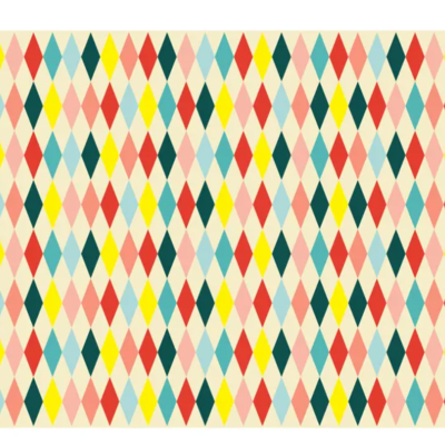 Papel ou tecido decorativo com padrão de losangos coloridos