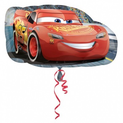 Balão metálico em forma de Lightning McQueen vermelho do filme Cars