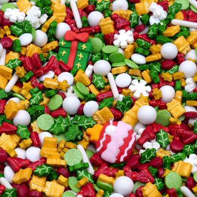 Confetis de açúcar coloridos com motivos natalícios para bolos